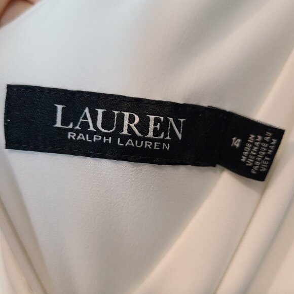 Lauren Ralph Lauren Goddess Womens Sz 14 Dress White Sheath Cocktail Wedding - Picture 6 of 12